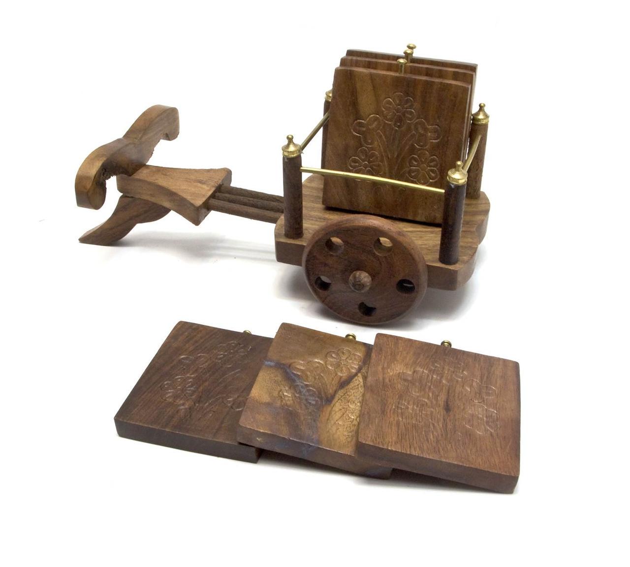 Подстаканник Телега дерево 25х11,5х10,5 см Розовый (30975A)