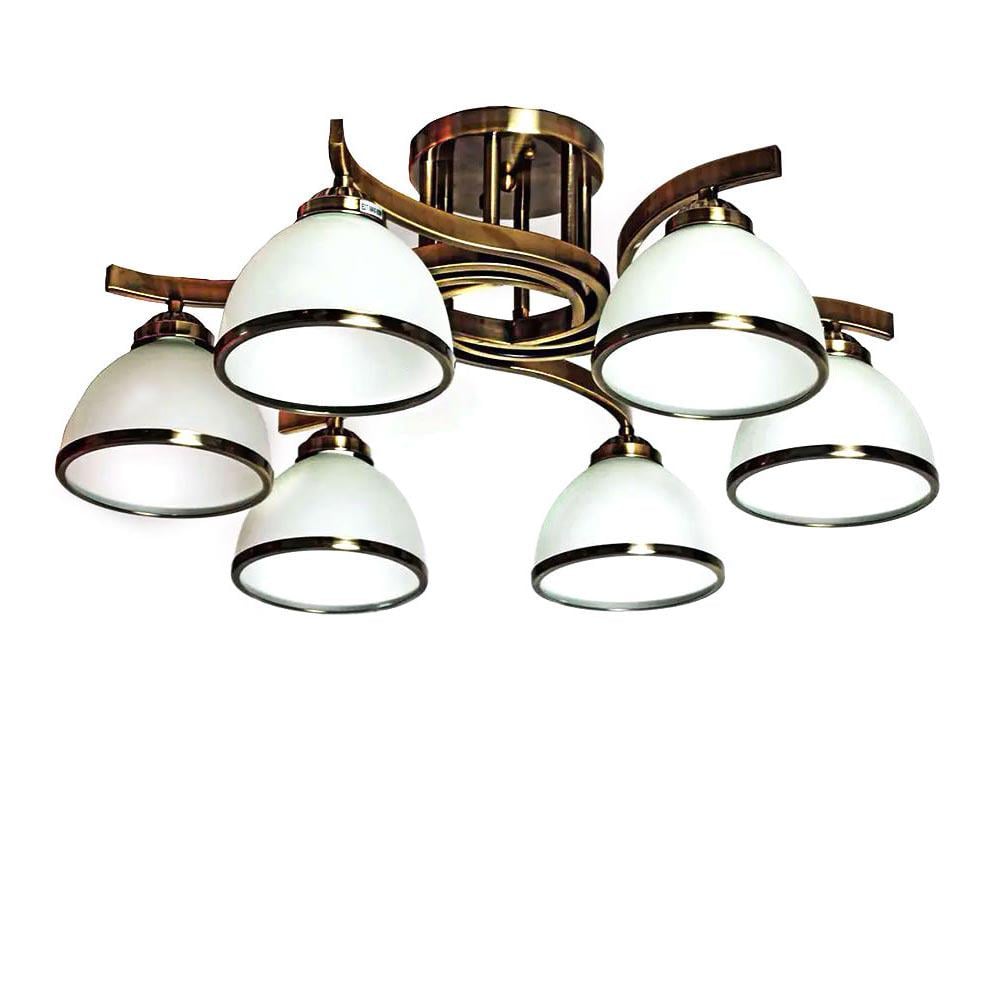 Люстра потолочная Light House SH-19275/6A AB плафоны белые с каймой Бронза