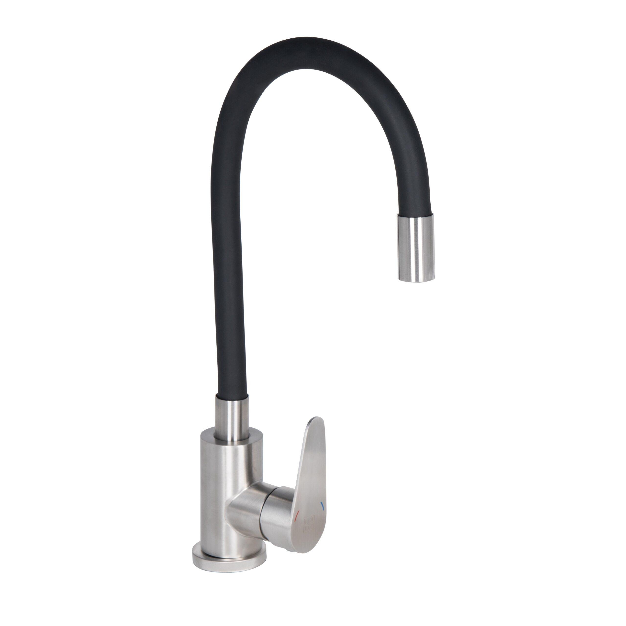 Смеситель для кухни Lidz Vida 04R-BFS U-образный гибкий Black (k35)