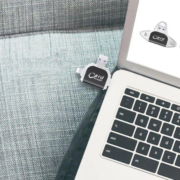 Картридер 4в1 USB-A/Type-C/Micro-USB/Lightning (D00512) - фото 6