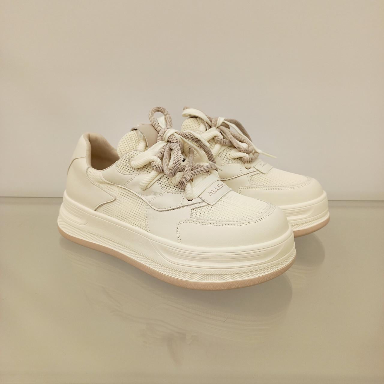 Кроссовки женские с сеткой на платформе р. 39 Молочный (33384476)