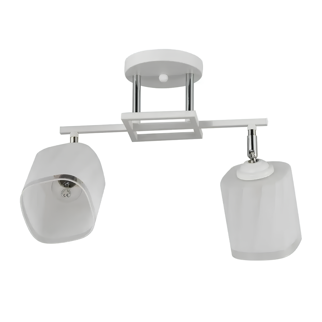 Люстра Sirius с регулируемым углом наклона плафонов под две лампы Е27 Белый/Хром (G 07472/2 Matte White+CR)