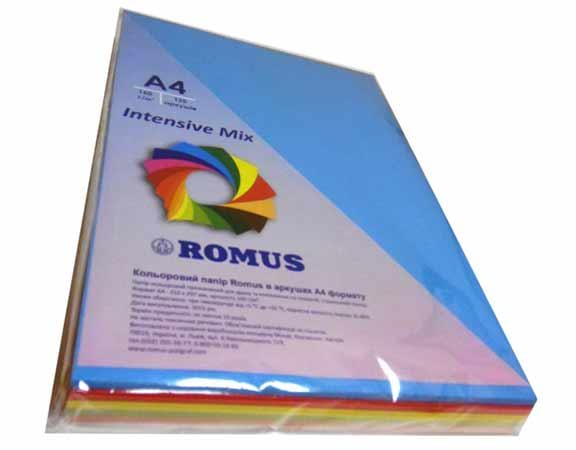 Папір кольоровий Romus A4 80 г/м2 250 аркушів 5 кольорів Mix Intensive (R51291)