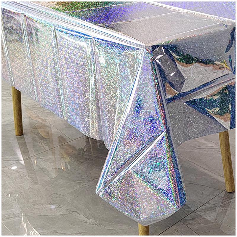 Скатертина клейонка із фольги з голограмою 270x100 см Сріблястий (18256) - фото 2 Скатертина клейонка із фольги з голограмою 270x100 см Сріблястий (18256) - фото 2