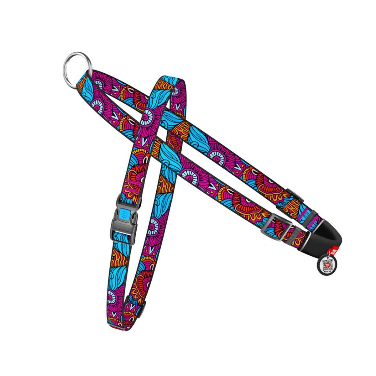 Шлея для собак быстросъемная Waudog Nylon Лето с QR паспортом/пластиковым фастексом 20 мм х 45-65 см х 55-80 см (5437 Col)