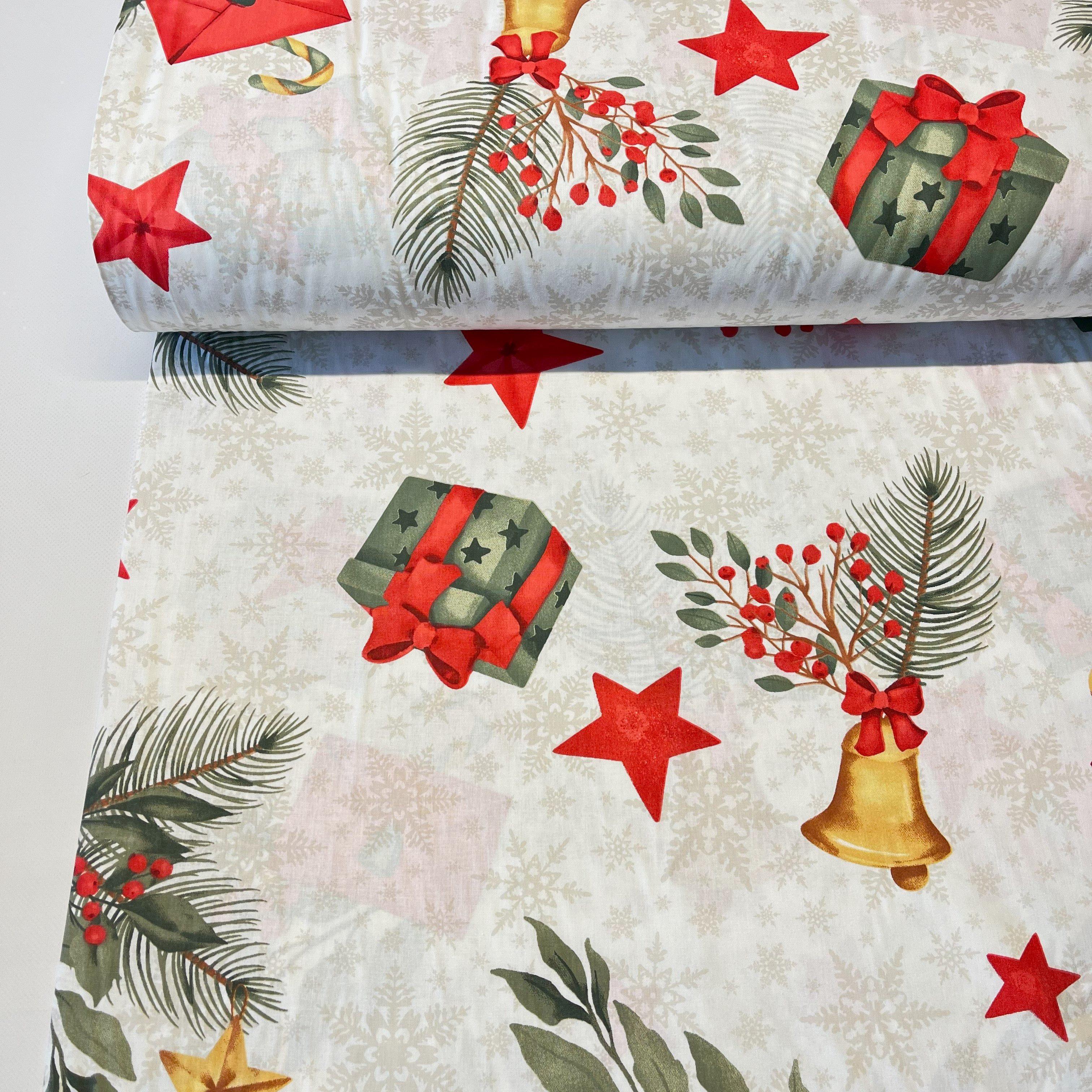 Ткань для постельного белья ранфорс с новогодним принтом 240 см Белый (13/26458/14)