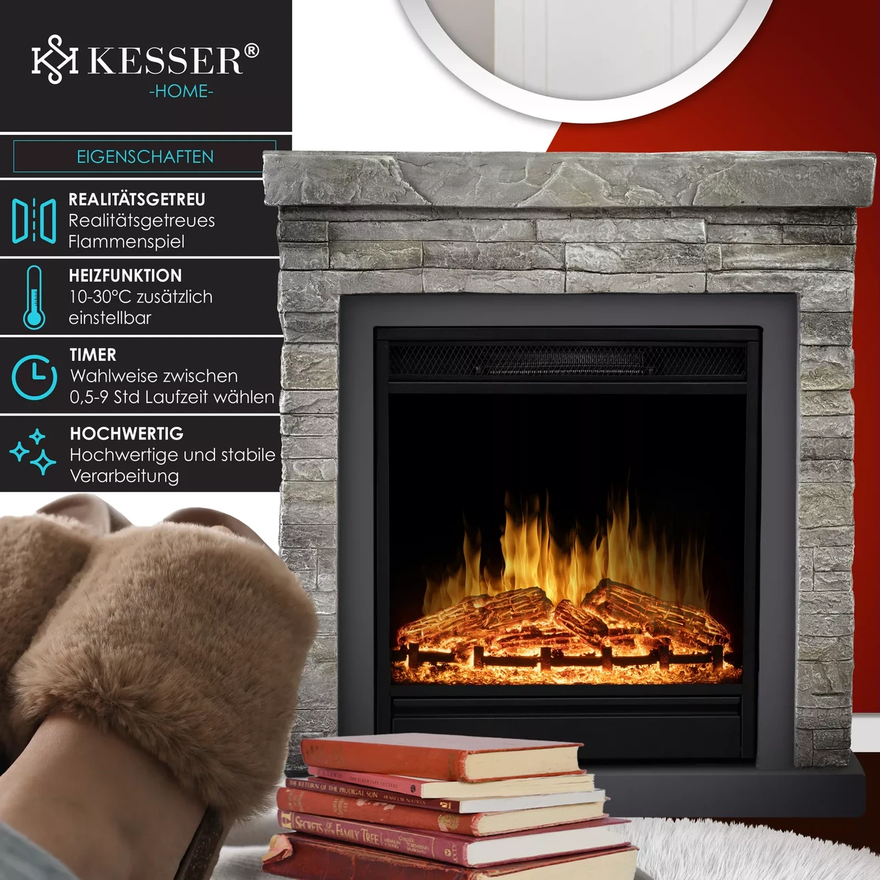 Електрокамін KESSER Німеччина 67,5x60x22,5 см Сірий (24386791) - фото 7 Електрокамін KESSER Німеччина 67,5x60x22,5 см Сірий (24386791) - фото 7