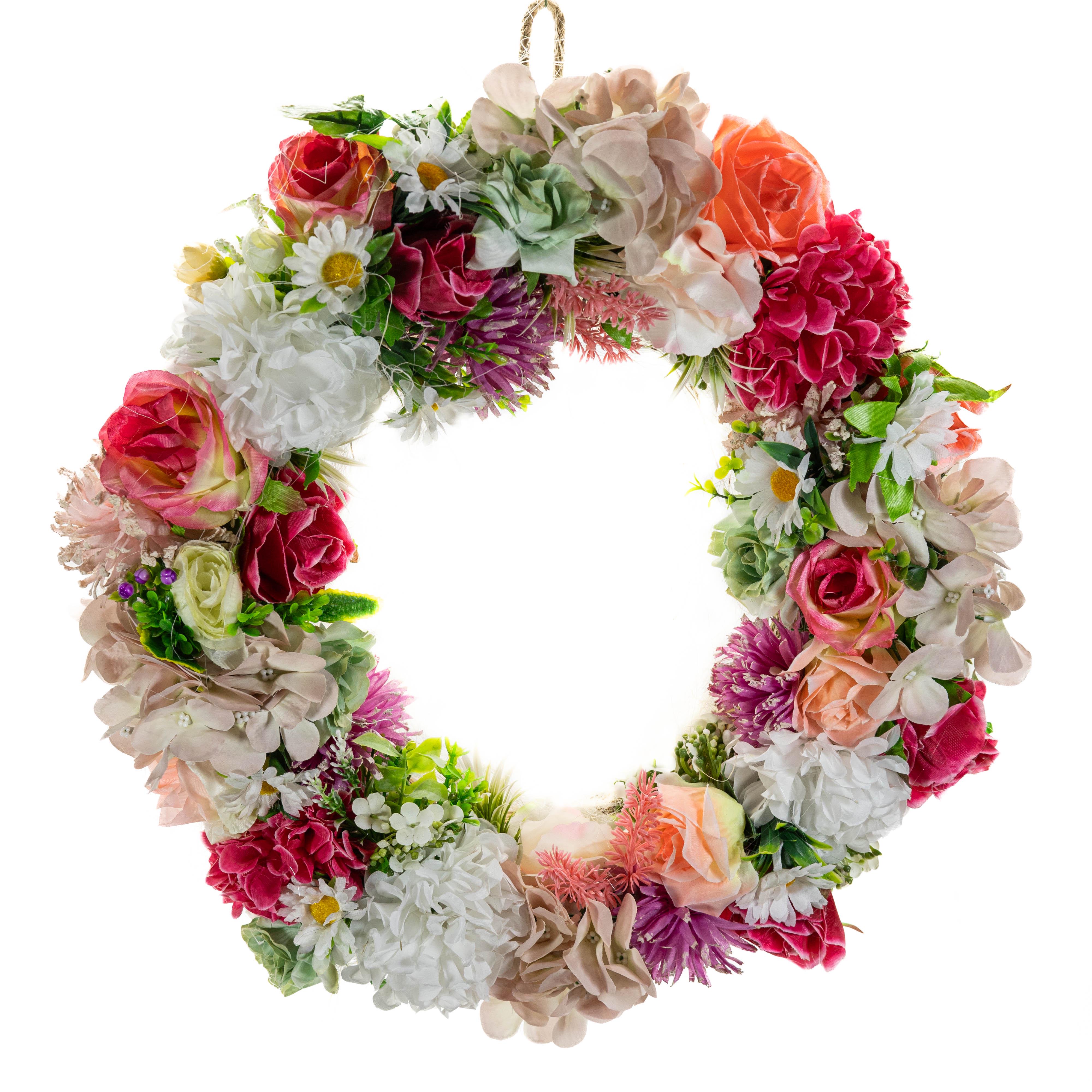 Венок пасхальный Gala Decor из искусственных цветов на натуральной основе 45 см Разноцветный (ВВ4500РК)