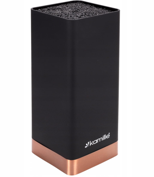 Подставка для ножей Kamille квадратная 22 см Черный/Медный (7628)