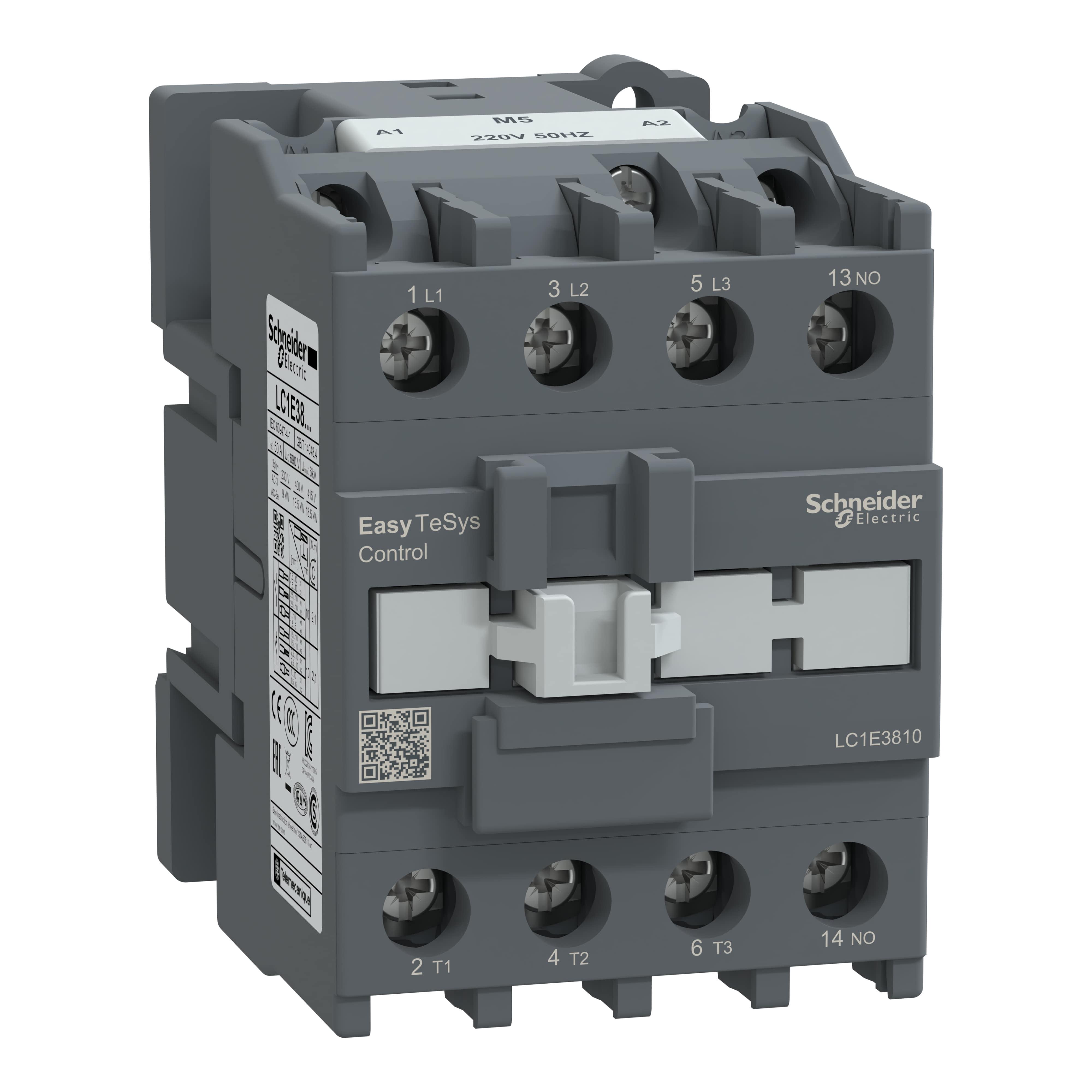 Контактор Schneider Electric 3Р Е 1NO 38А АС3 220 В 50 Гц (LC1E3810M5)