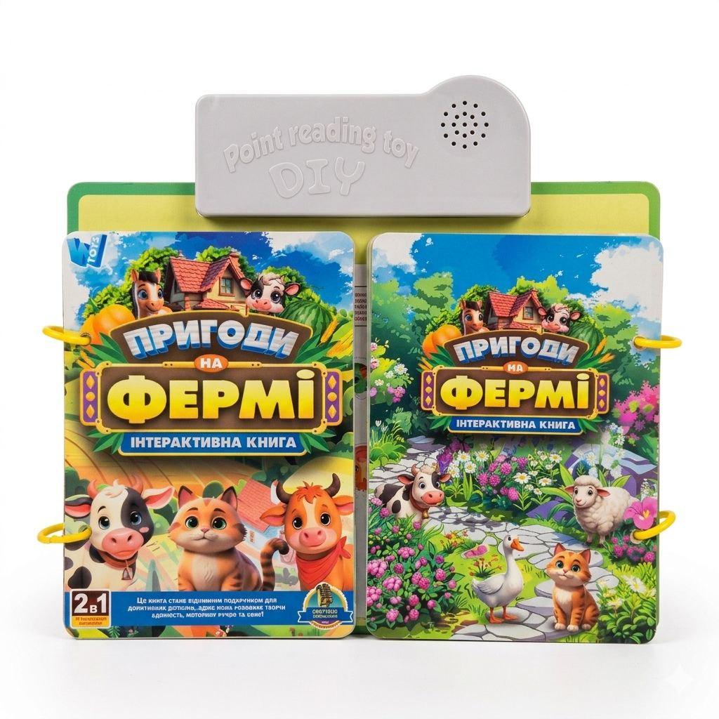 Інтерактивна книга дитяча навчальна Віммельбух W Toys Пригоди на Фермі розвиваюча з озвучкою (74461)