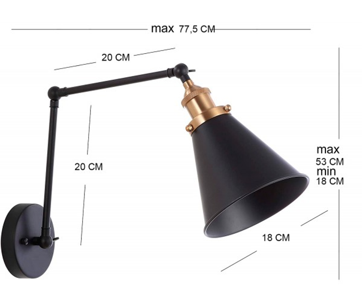 Настінний світильник Jonatan без вимикача Black (WL-0002022 M/Black б/в) - фото 2 Настінний світильник Jonatan без вимикача Black (WL-0002022 M/Black б/в) - фото 2
