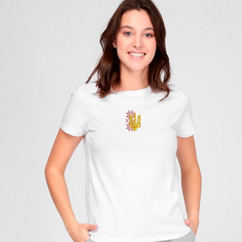 Футболка з вишивкою тризуба 02-1 жіноча L Білий (975832-16-4)