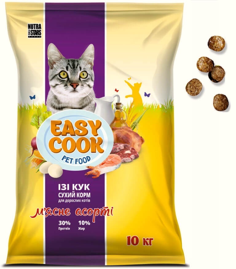 Корм для кошек сухой Nutra Five Stars для кошек Easy Cook CAT мясное ассорти 10 кг