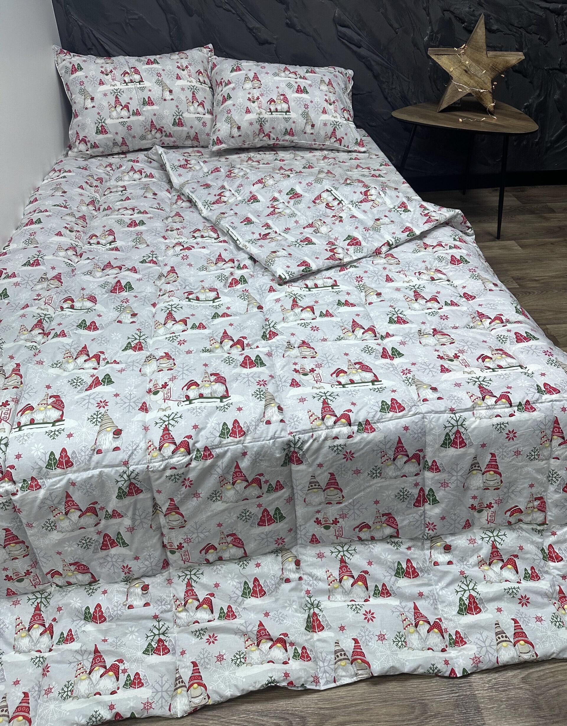 Комплект постельного белья Comfort Home X-mas Gnomes новогодний демисезонный 180х210 см - фото 2