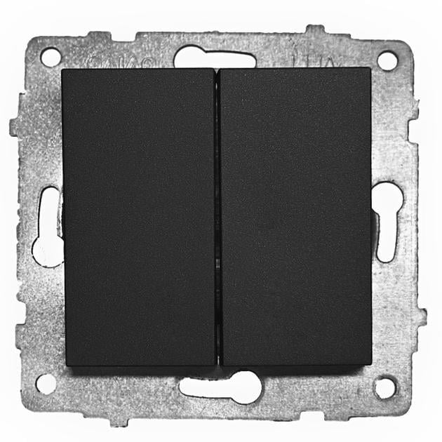 Выключатель двухклавишный Ovivo Grano Черный (27548925)