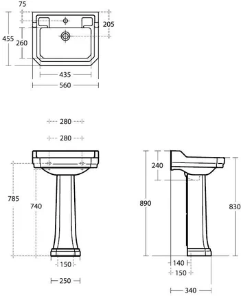 Умывальник Ideal Standard Waverley 56x45,4 см (U470101) - фото 3 Умывальник Ideal Standard Waverley 56x45,4 см (U470101) - фото 3