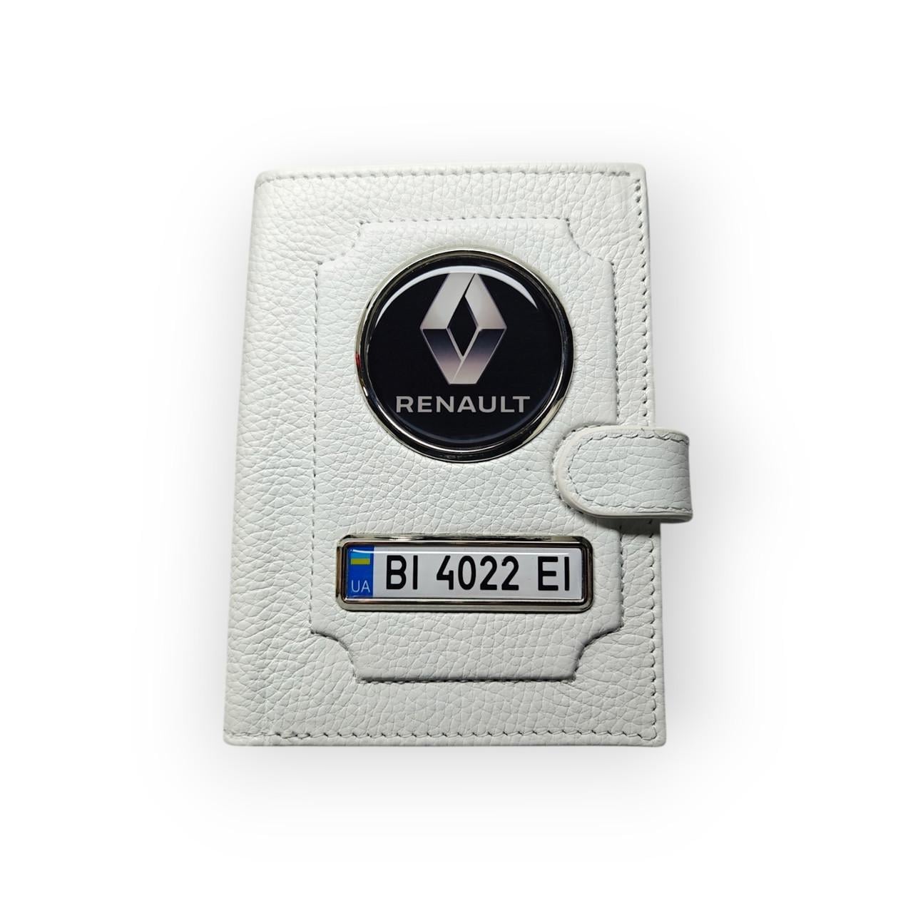 Портмоне для водительских документов Renault натуральная кожа Белый (2492660947)