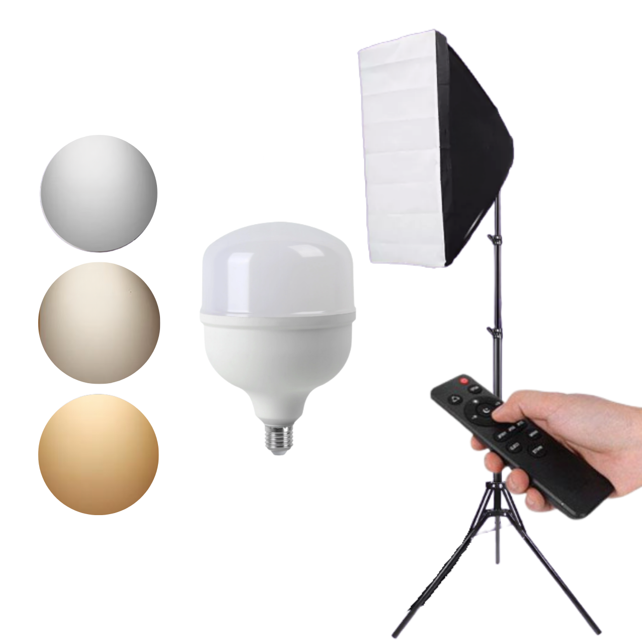 Набір студійного світла софтбокс 50x70 см зі штативом 210 см та LED лампа 100 Вт з пультом - фото 9