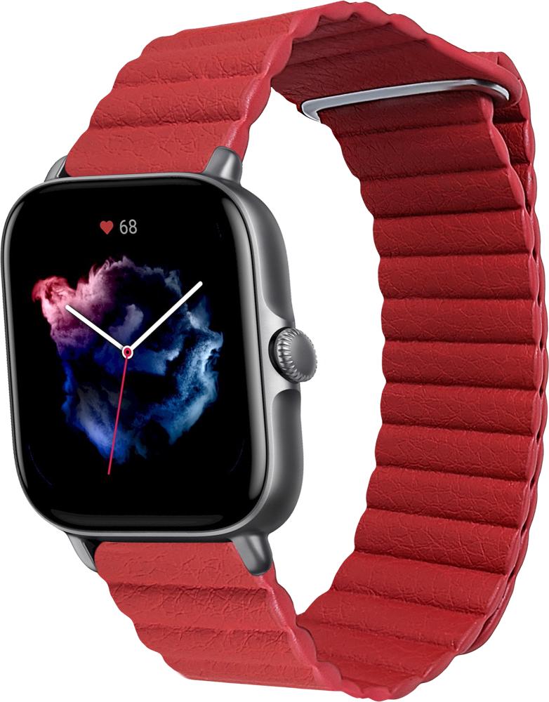 Ремешок кожаный Genis для Amazfit GTS 3 Red (26507-2D)