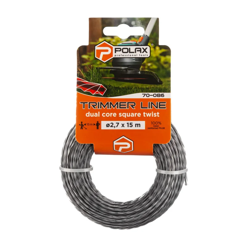 Жилка для триммера Polax "Крученый квадрат с кордом" 2,7 мм 15 м (70-086)