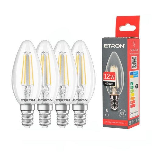 Комплект филаментных ламп ETRON Filament 1-EFP-1124-4 4 шт. 12 Вт 4200K С35 E14 (90820)