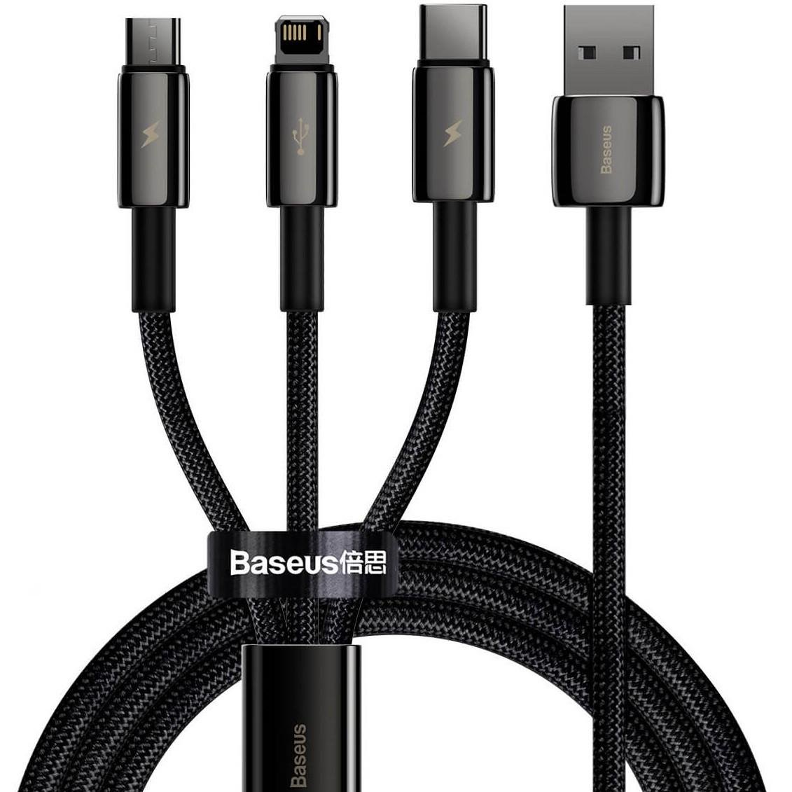 Кабель Baseus Combo Micro USB/Lightning/Type-C Tungsten Gold One-for-three Fast Charging Data Cable 1,5 м CAMLTWJ-01 (fd377b02)