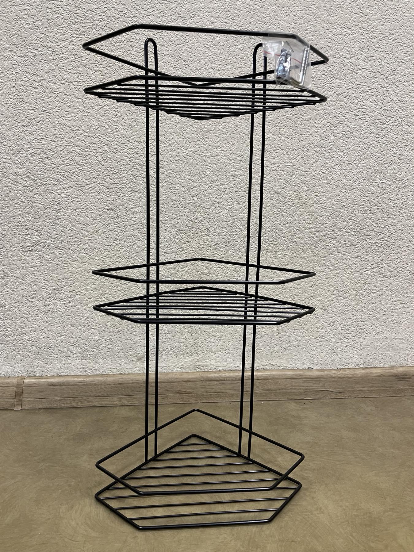 Полка угловая MOBILITY 3-х ярусная для ванной комнаты металлическая 57х20х20х27 см Черный (26650418)