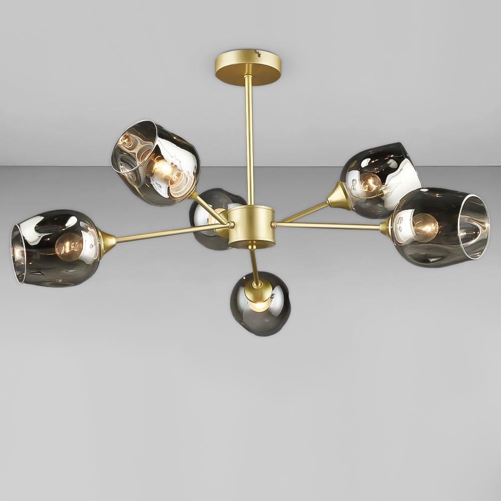 Люстра молекула потолочная Light House SRS-20425/6 золотые плафоны Черный