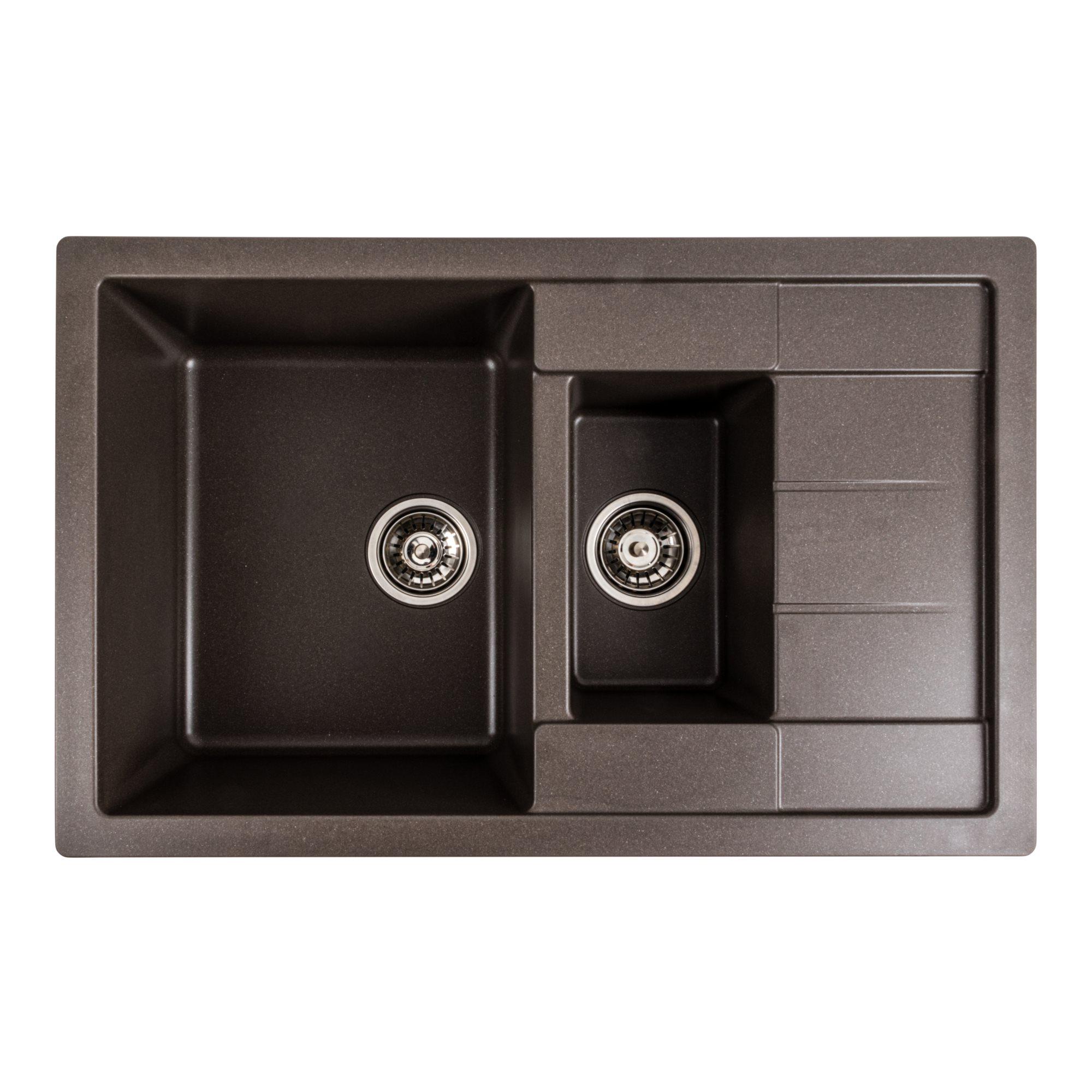 Мийка гранітна для кухні Platinum 7850W TOSKANA матова Темна скеля