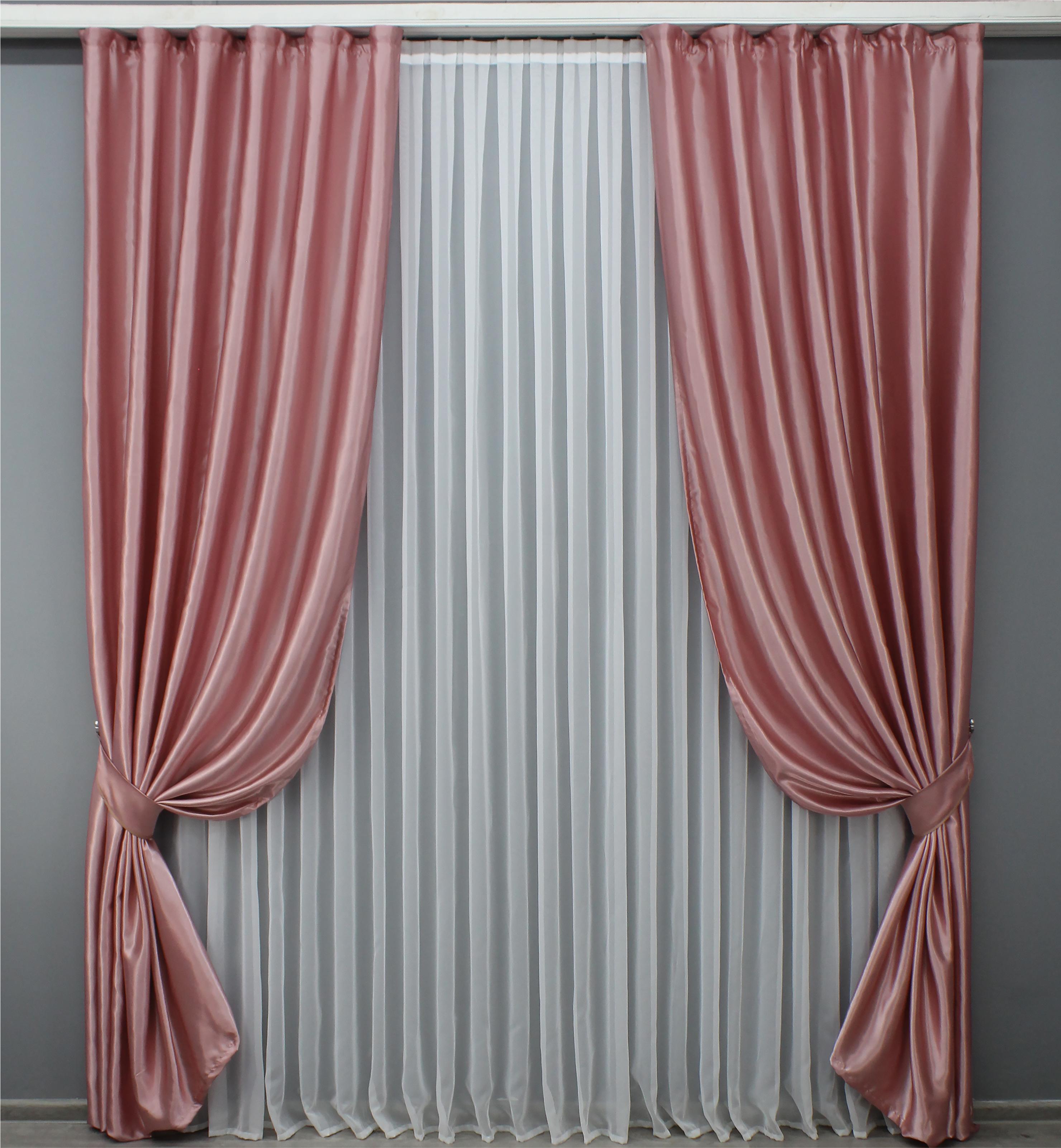 Комплект штор VR-Textil Атлас № 744ш 100х270 см 2 шт. Пудровый (31-223)