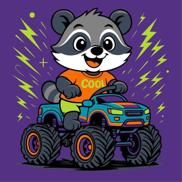 Картина за номерами Ideyka Єнот на машині 25x25 см (Id-KHO1311)