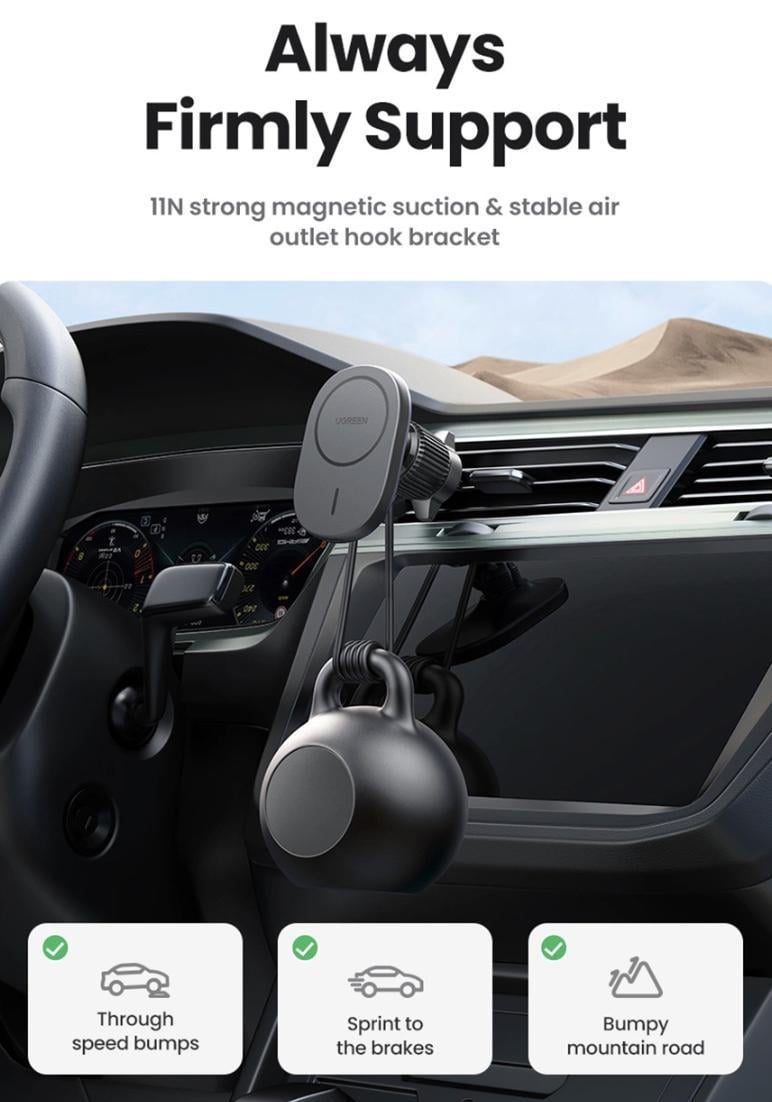 Держатель для телефона UGREEN W522 15W Black with MagSafe (2250884390) - фото 7