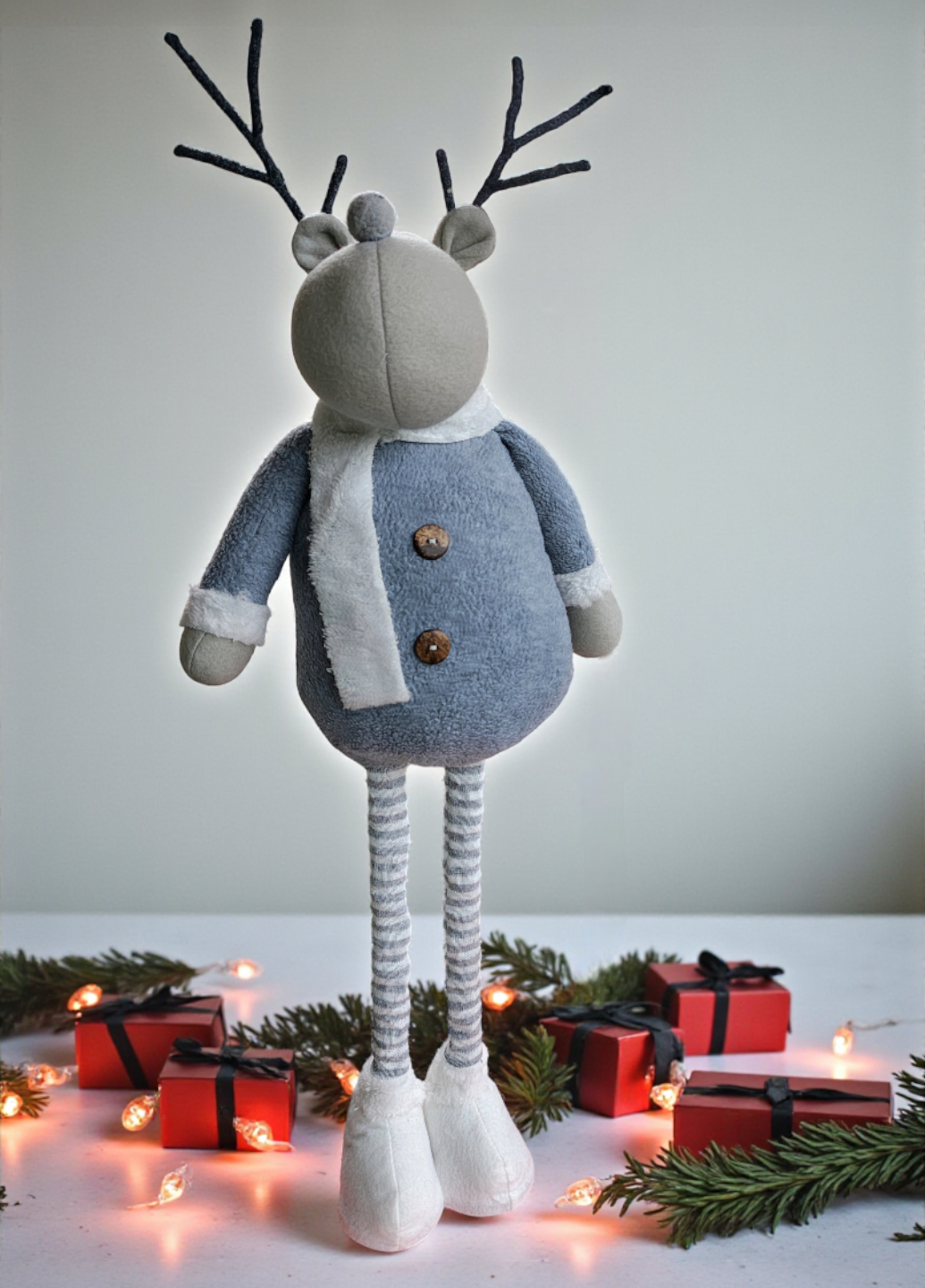 Мягкая игрушка Livarno Home Plush Soft Рождественский олень с телесопечными ногами 66 см Серый (7997)