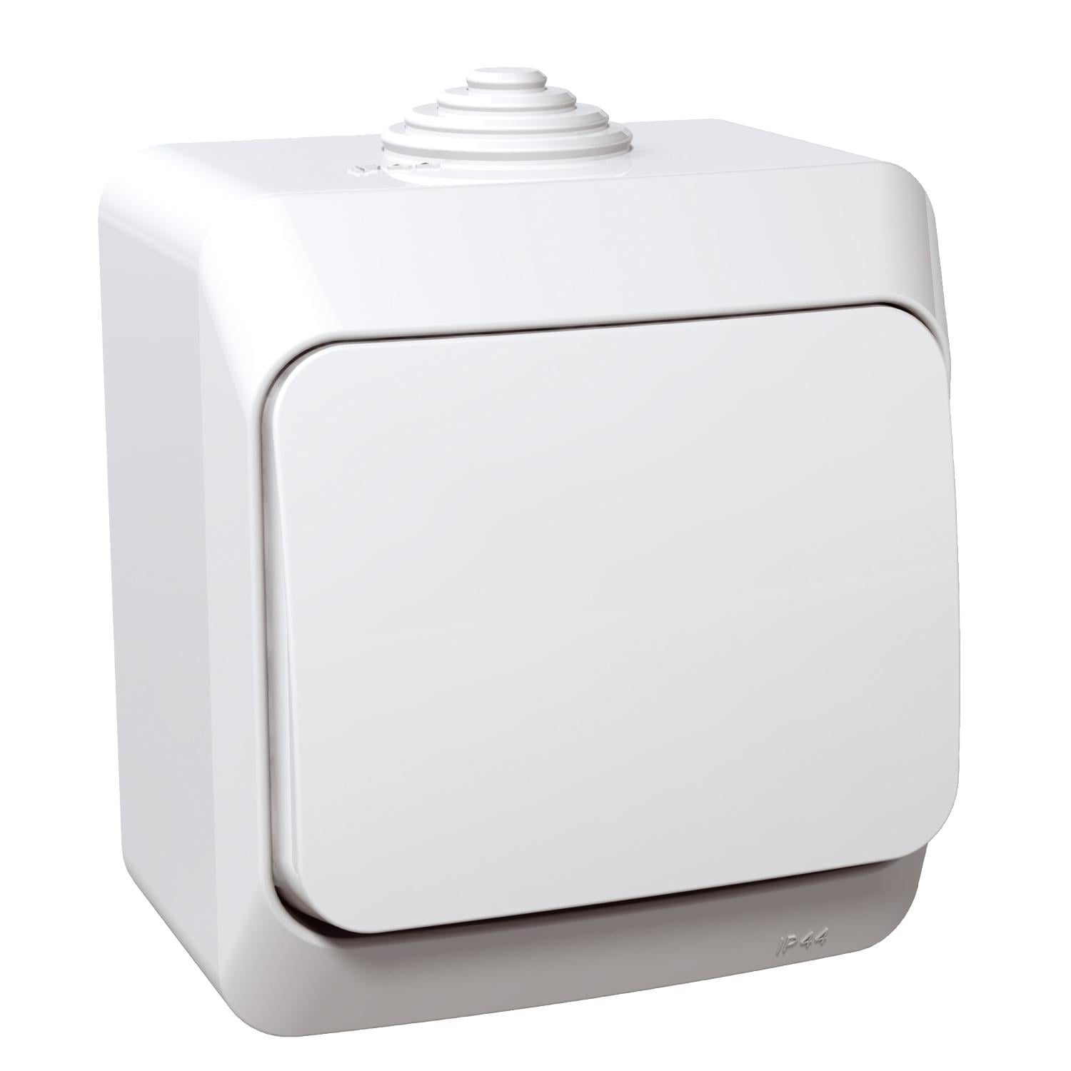 Выключатель-кнопка Schneider Electric Cedar Plus 1-клавишный накладной IP44 Белый (WDE000511)