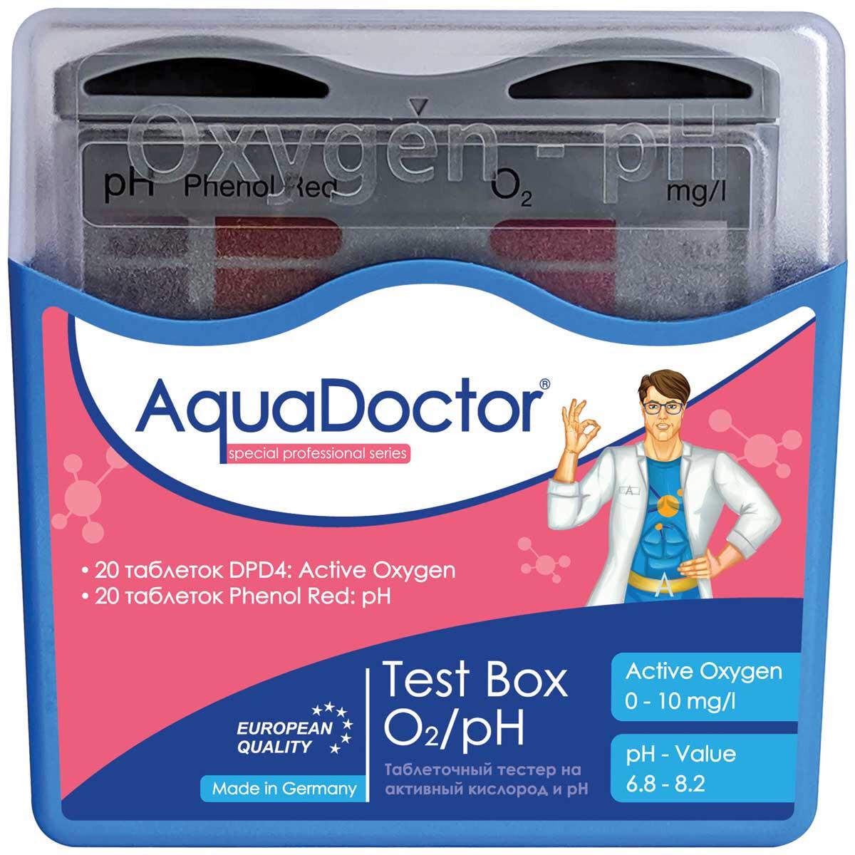 Тестер для басейну у таблетках pH і O2 AquaDoctor Box 20 шт. (23545)