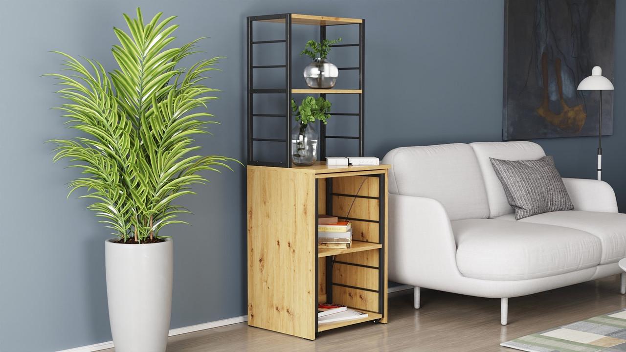 Стіл-тумба трансформер Ferrum-decor Смарт 3/1 з етажеркою метал/ДСП 16 мм 1430x1450x500 мм Чорний/Дуб Артизан (FRD-105114) - фото 9 Стіл-тумба трансформер Ferrum-decor Смарт 3/1 з етажеркою метал/ДСП 16 мм 1430x1450x500 мм Чорний/Дуб Артизан (FRD-105114) - фото 9