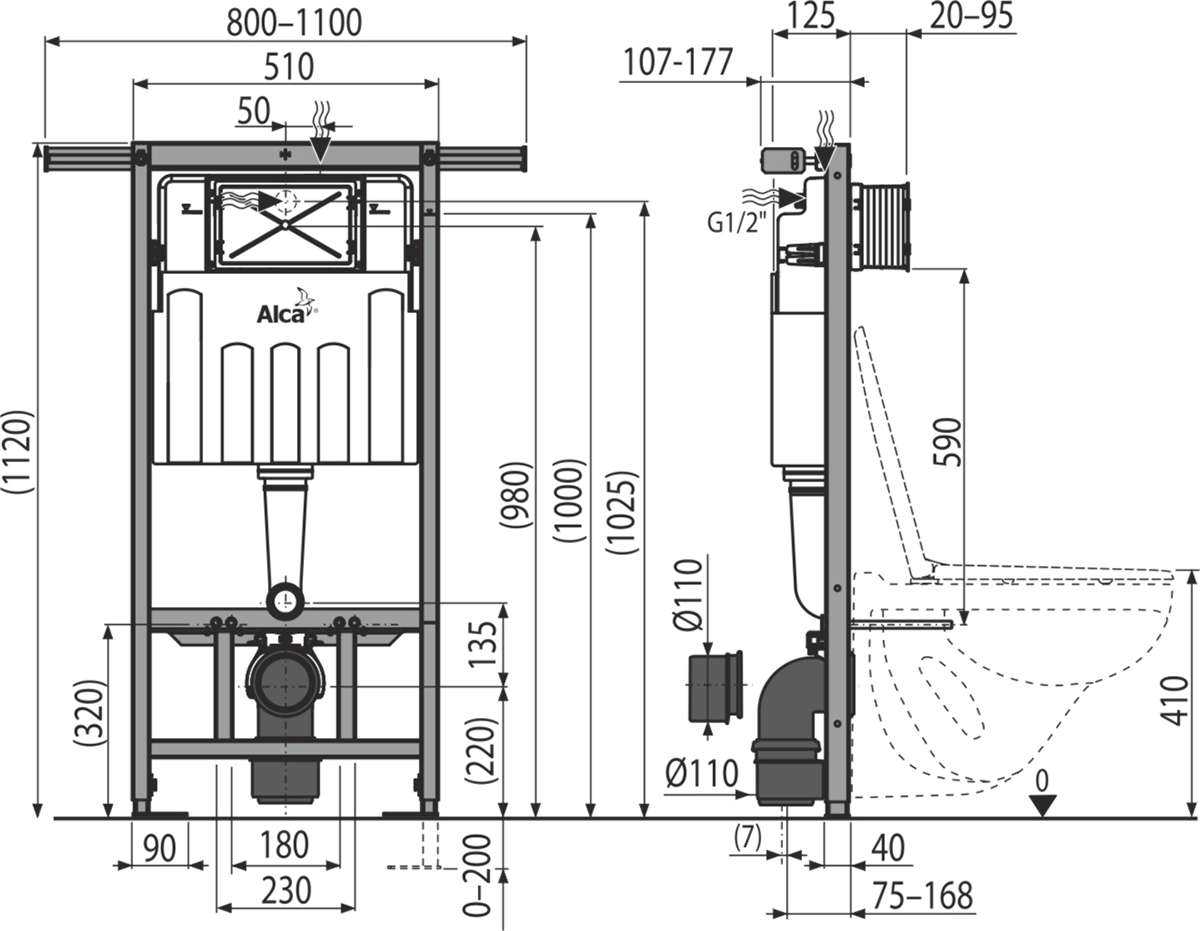 Инсталляционная система для унитаза Alca Plast Jаdromodul AM102/1120 (93108) - фото 2