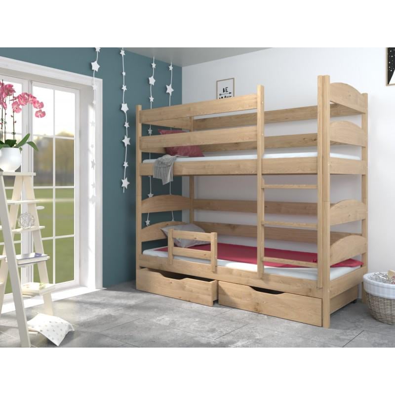 Кровать двухъярусная Luna mebli Лакки с бортиком и ящиками 70х140 см Бук (43630)