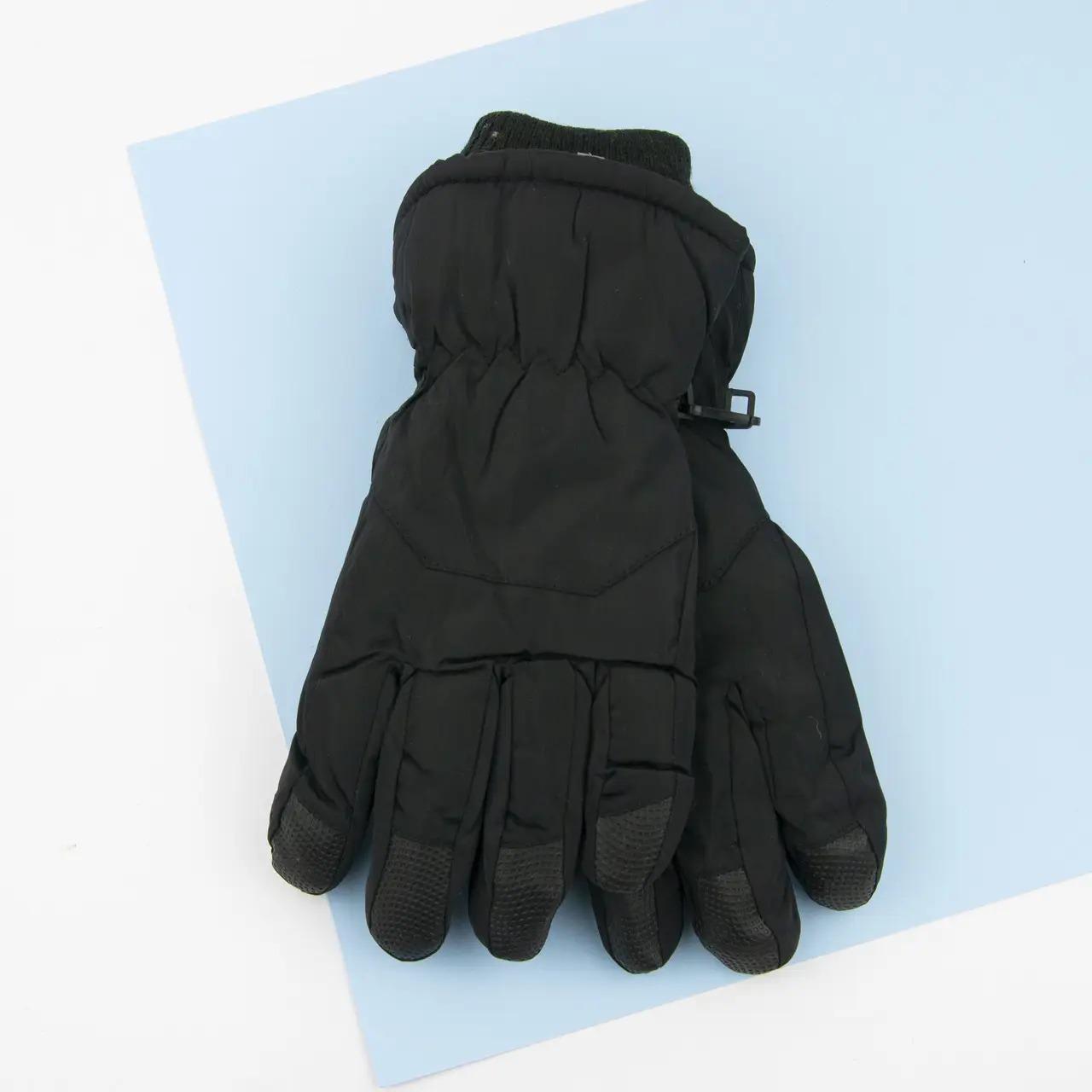 Подростковые перчатки болоневые лыжные с мехом на резинке Черный (23-12-64)