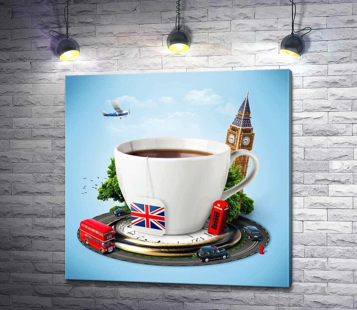 Картина ArtPoster Чашка чая в английском стиле 130x129 см Модуль №1 (004302)