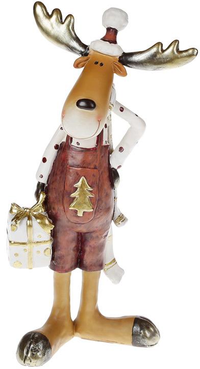 Фігурка декоративна Лось з подарунками 27,5 см Бордо (BD-823-753)