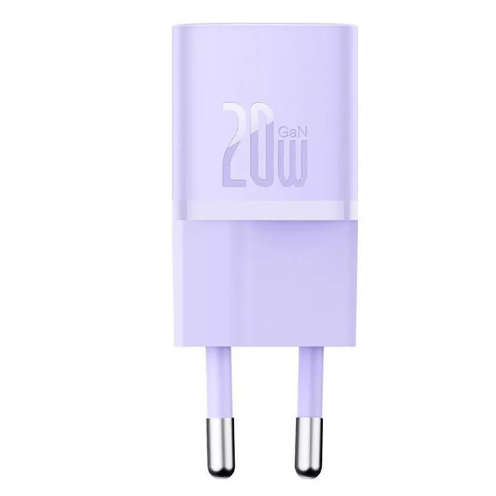 Адаптер мережевий BASEUS CCGN050105 GaN5 fast charger 1 C 20 W Purple (572989)
