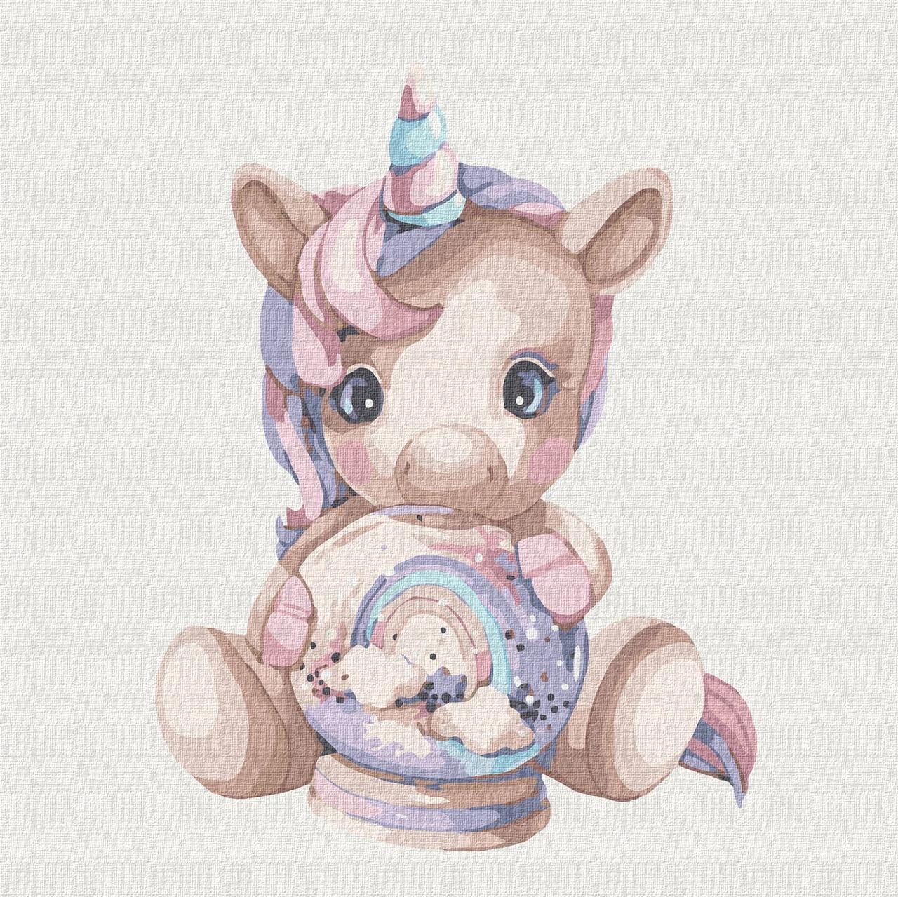 Картина по номерам Идейка Розовый единорог 30х30 см (КНО6037)