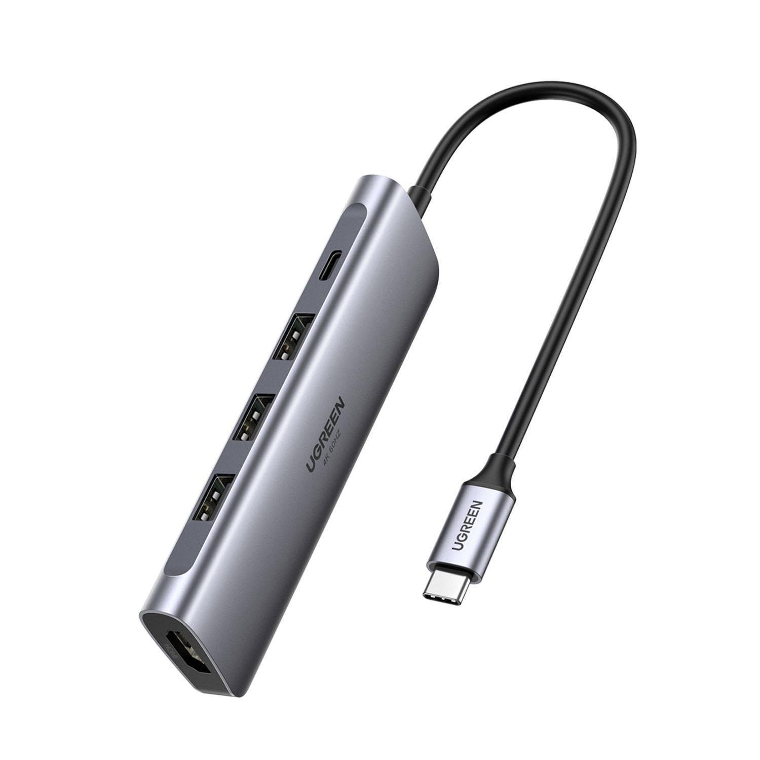 USB-хаб 5в1 UGREEN CM136 HDMI 4K 60Hz/PD 100 Вт/USB 3.0 Серый (70495) USB-хаб 5в1 UGREEN CM136 HDMI 4K 60Hz/PD 100 Вт/USB 3.0 Серый (70495)