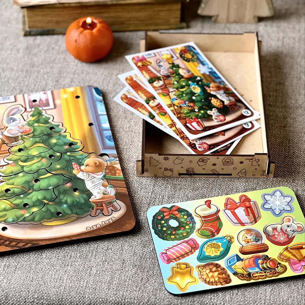 Пазл-гра розвиваючий Ялинка маленька 2в1 дерев'яний (2392945124) - фото 5 Пазл-гра розвиваючий Ялинка маленька 2в1 дерев'яний (2392945124) - фото 5