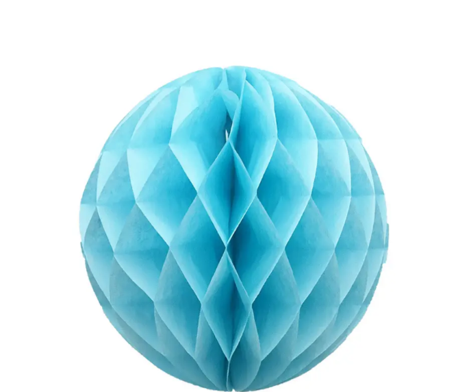 Шар из бумаги Соты для праздника 25 см Голубой (051412)