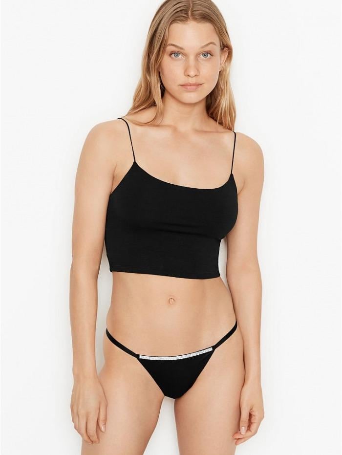 Трусики стринги Victoria's Secret Bombshell Shine V-string Panty S Черный (26252916)