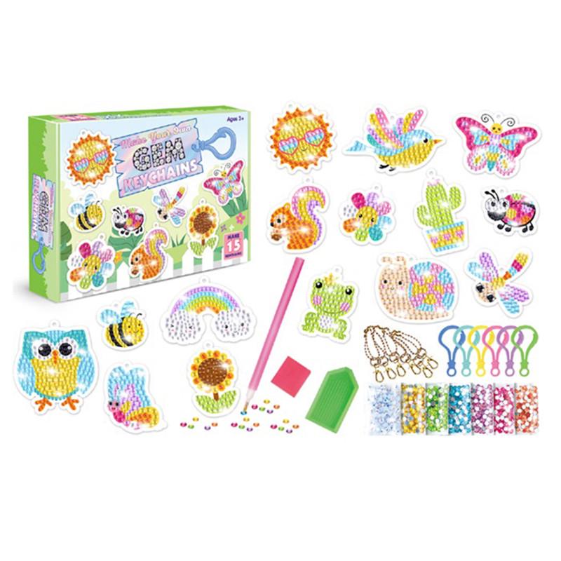 Набір для творчості Алмазна мозаїка Тварини/комахи/веселка SK8014 брелок 15 шт. (RLT47132)
