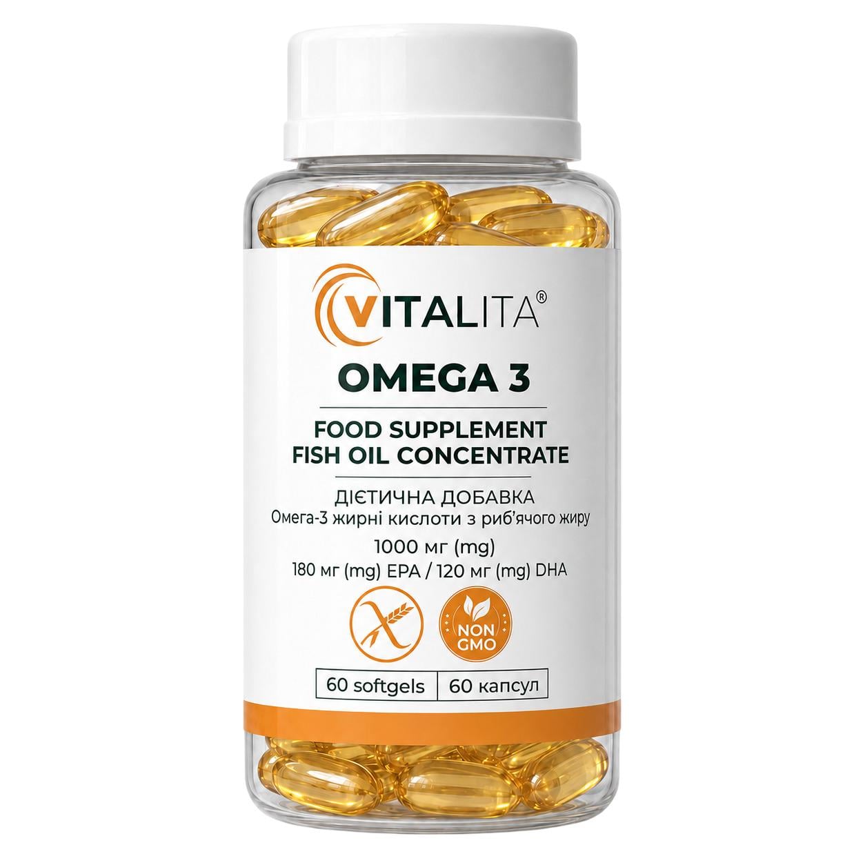 Добавка дієтична VITALITA Omega 3 з концентрату ісландського риб’ячого жиру 60 капс. (4820260990042)